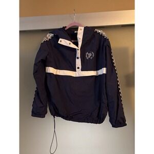 Victoria Secret PINK Jacket Women's Small Blue With Silver Sequins Windbreaker